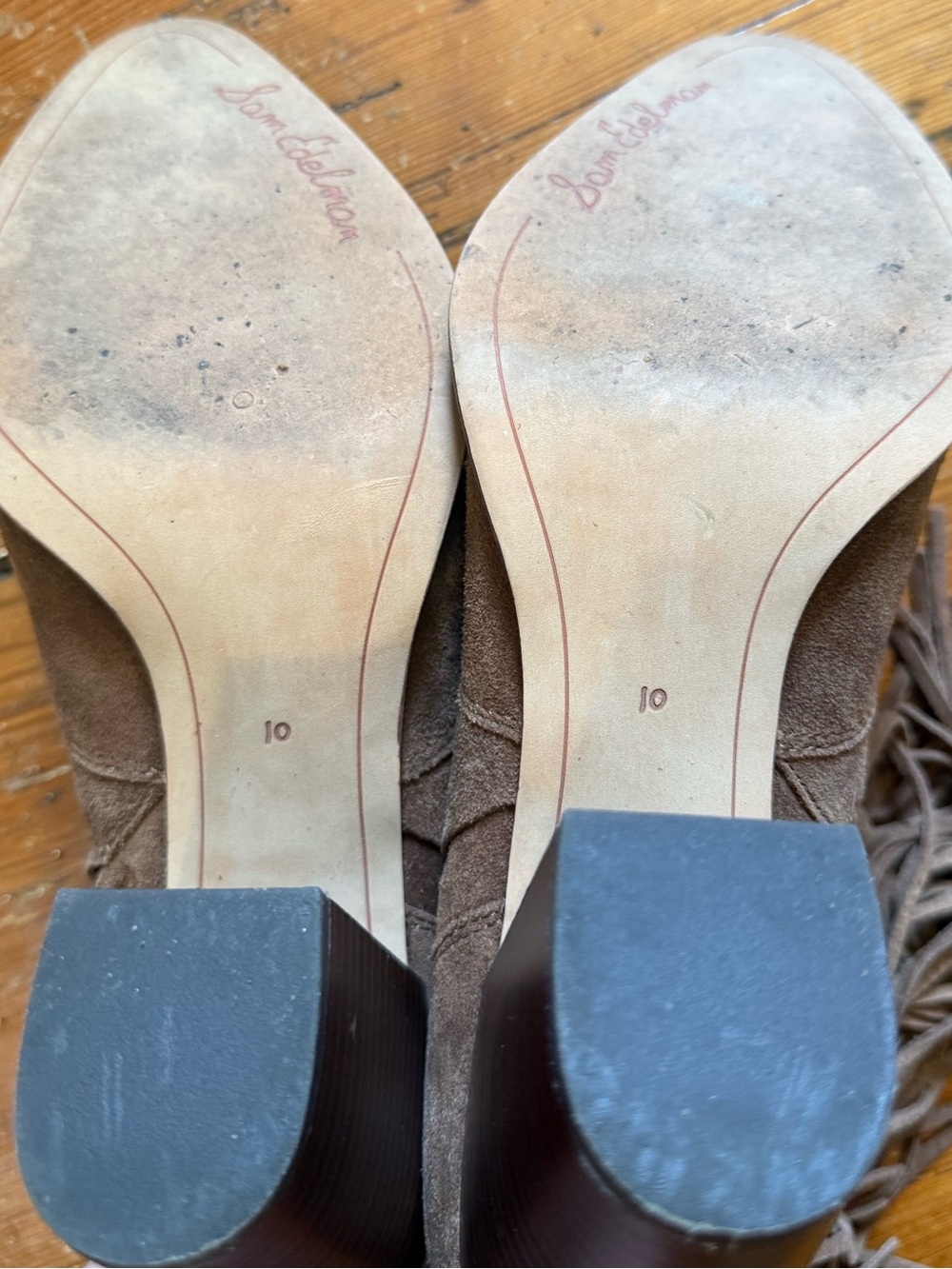 Sam Edelman Taupe Suede Fringe Ankle Boots - Picture 4 of 7